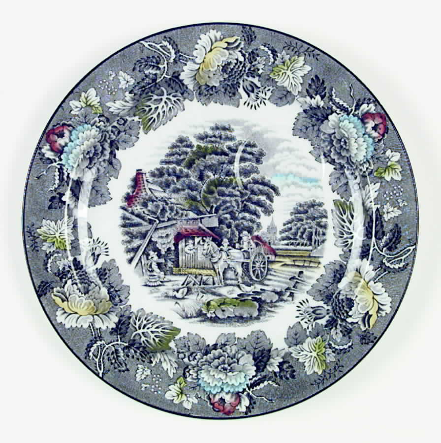 English Scenery Gray Multicolor Snack Plate by Wood & Sons-1