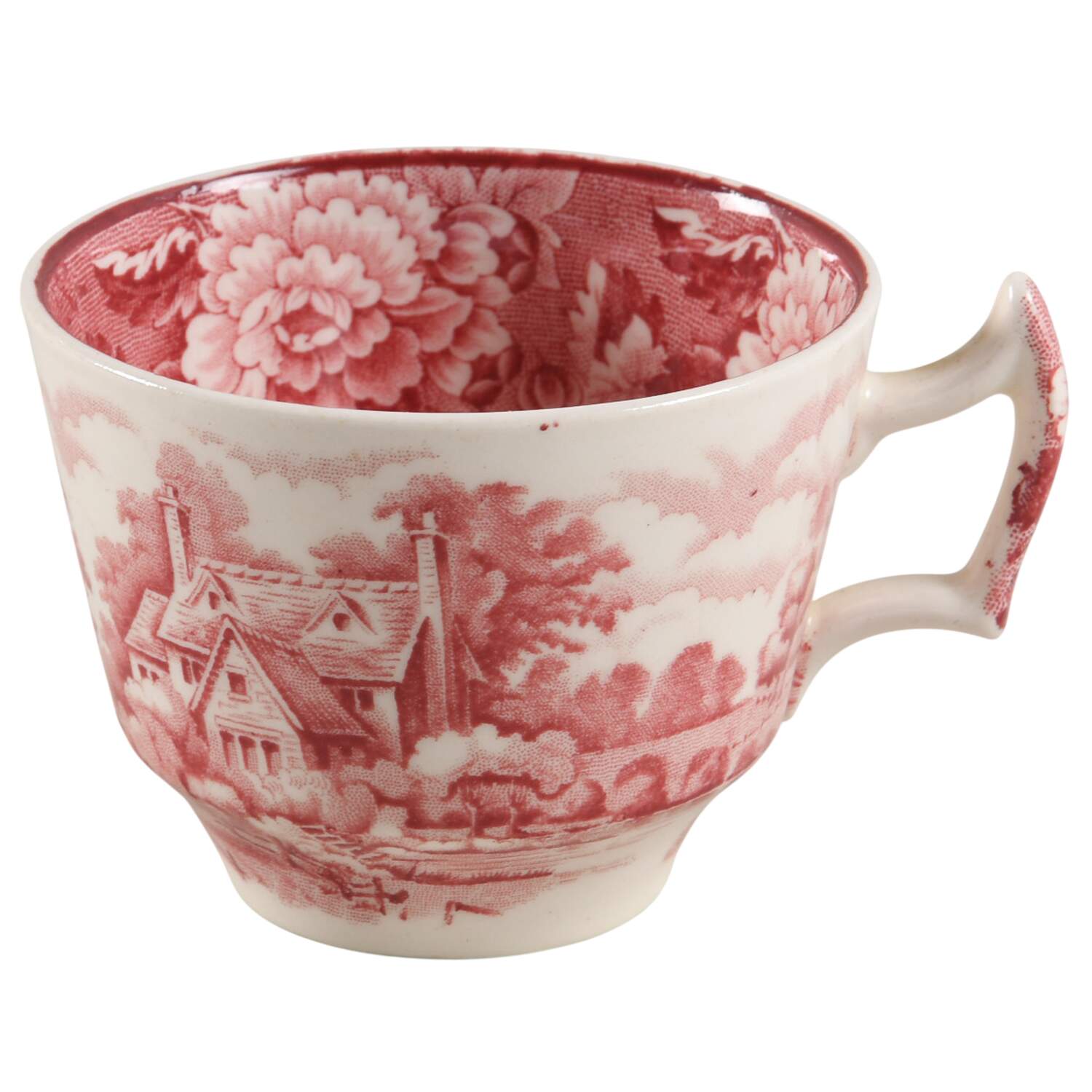 English Scenery Pink (Pink Backstamp, Swirled) Flat Demitasse Cup by Wood & Sons-1