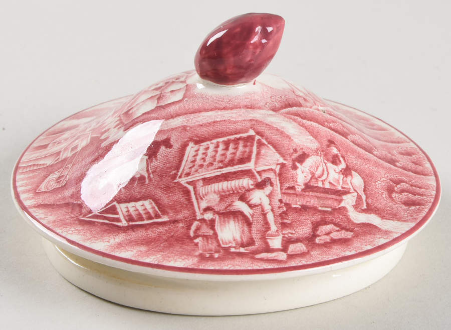 English Scenery Pink (Older, Smooth) Lid for Small Teapot by Wood & Sons-1