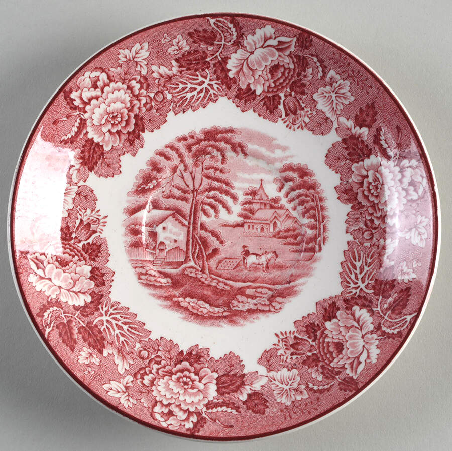 English Scenery Pink (Older, Smooth) Saucer for Oversized Cup by Wood & Sons-1