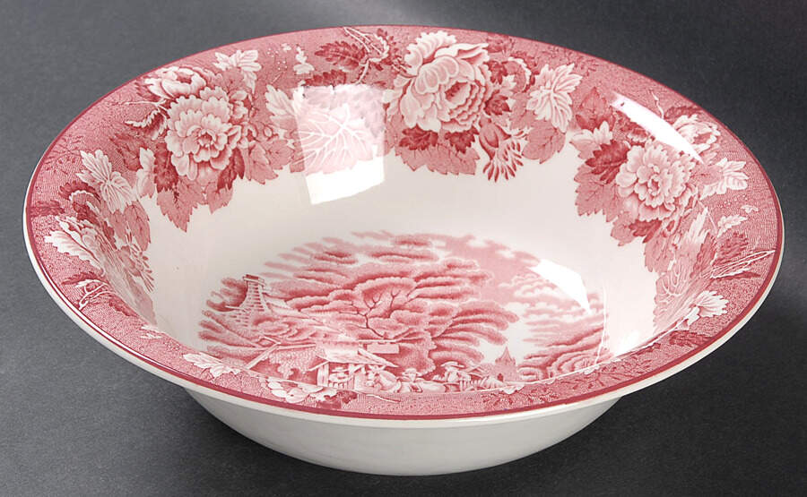 English Scenery Pink (Older, Smooth) 9" Round Vegetable Bowl by Wood & Sons-1