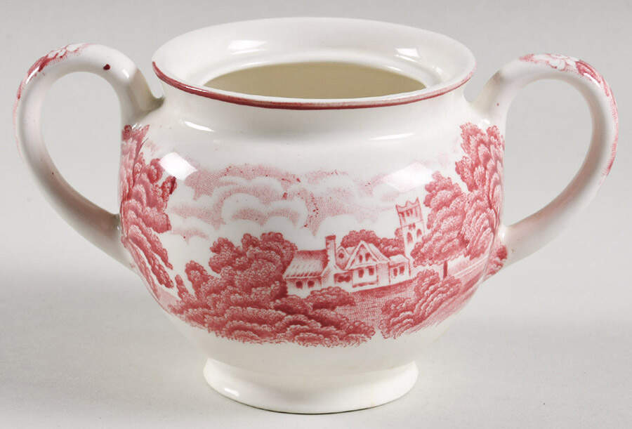English Scenery Pink (Older, Smooth) Mini Sugar Bowl No Lid by Wood & Sons-1