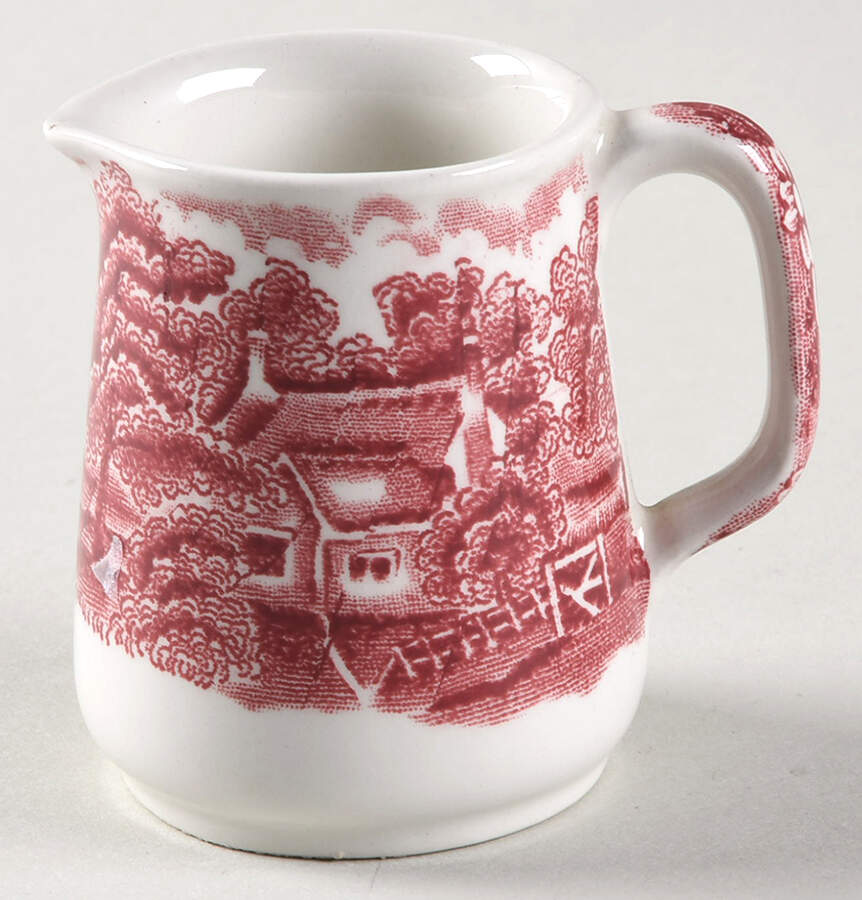 English Scenery Pink (Older, Smooth) Individual Creamer by Wood & Sons-1