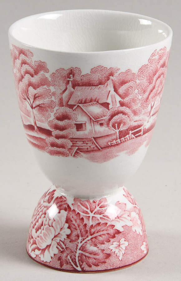 English Scenery Pink (Older, Smooth) Double Egg Cup by Wood & Sons-1
