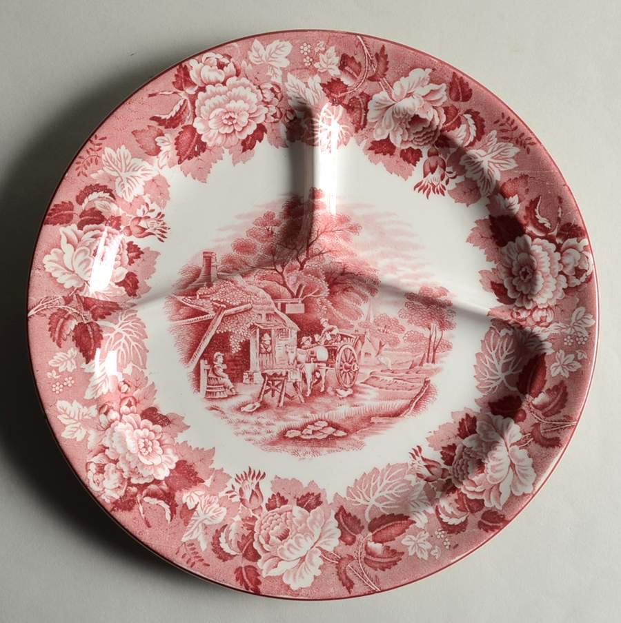 English Scenery Pink (Older, Smooth) Grill Plate by Wood & Sons-1