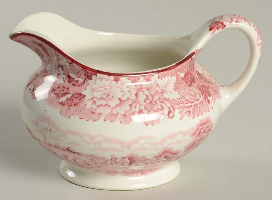 English Scenery Pink (Older, Smooth) Creamer by Wood & Sons-1