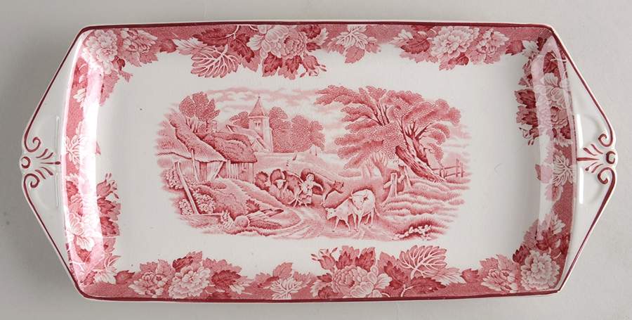 English Scenery Pink (Older, Smooth) Bread Tray by Wood & Sons-1