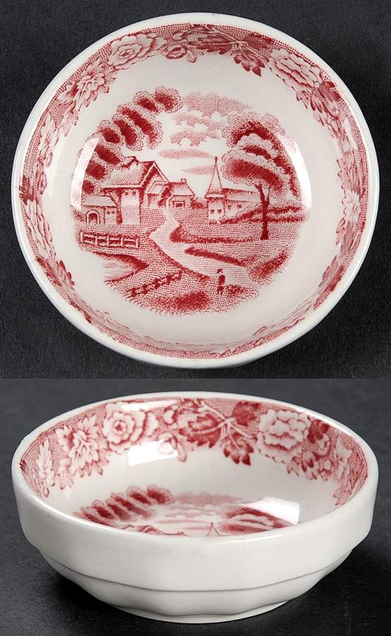 English Scenery Pink (Older, Smooth) Individual Salt Dip by Wood & Sons-1