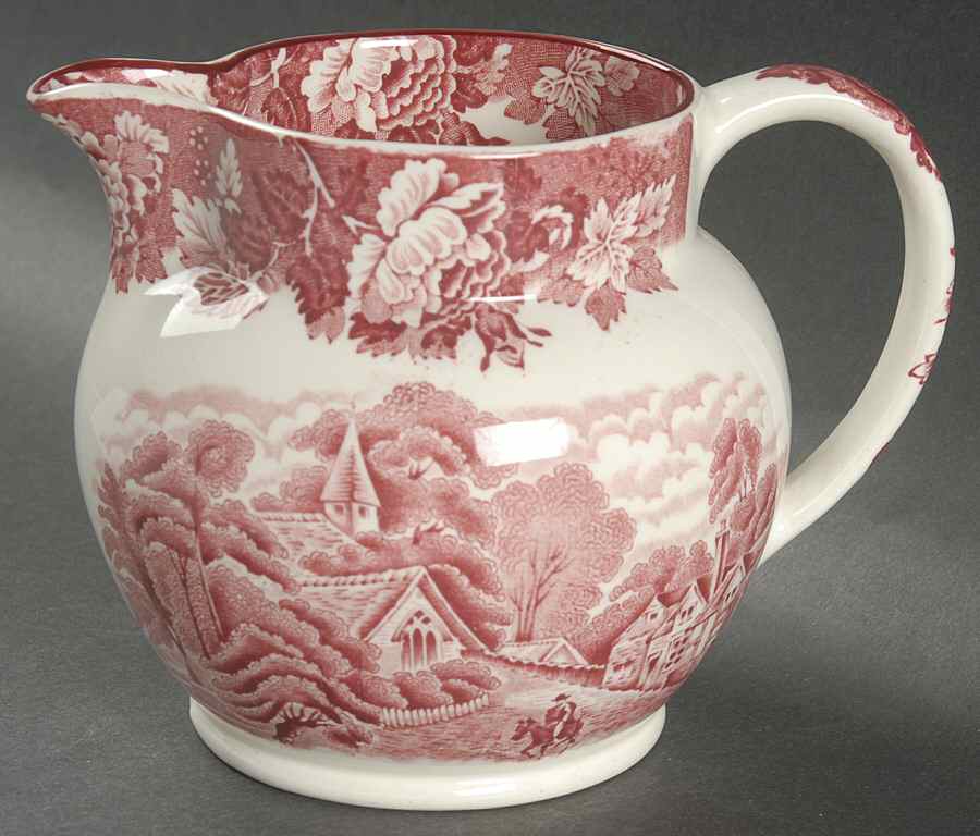English Scenery Pink (Older, Smooth) 16 Oz Pitcher by Wood & Sons-1