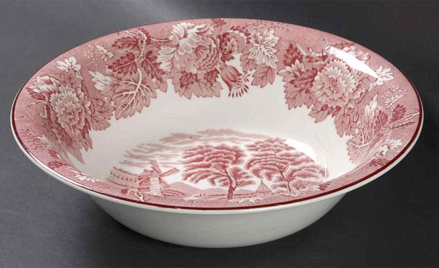 English Scenery Pink (Older, Smooth) 8" Round Vegetable Bowl by Wood & Sons-1