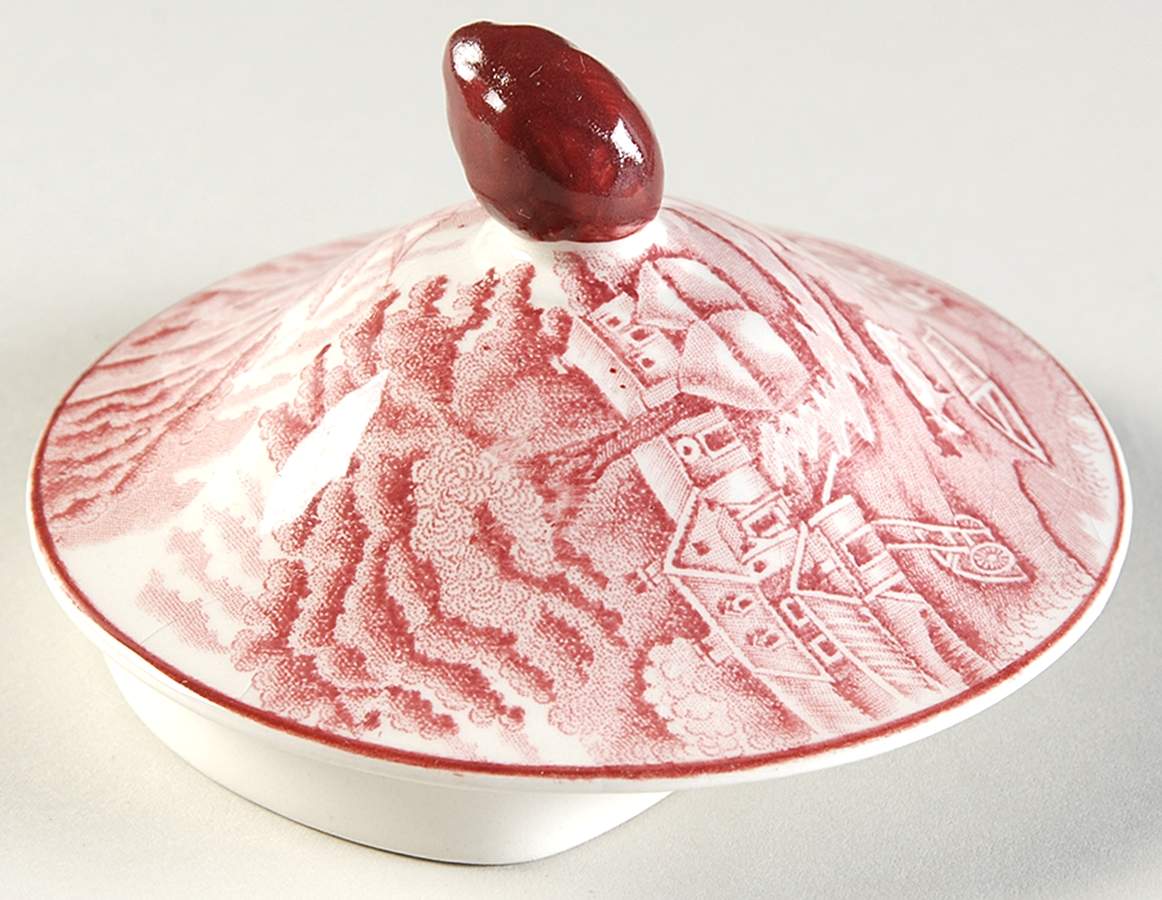 English Scenery Pink (Older, Smooth) Lid for Small Teapot by Wood & Sons-1
