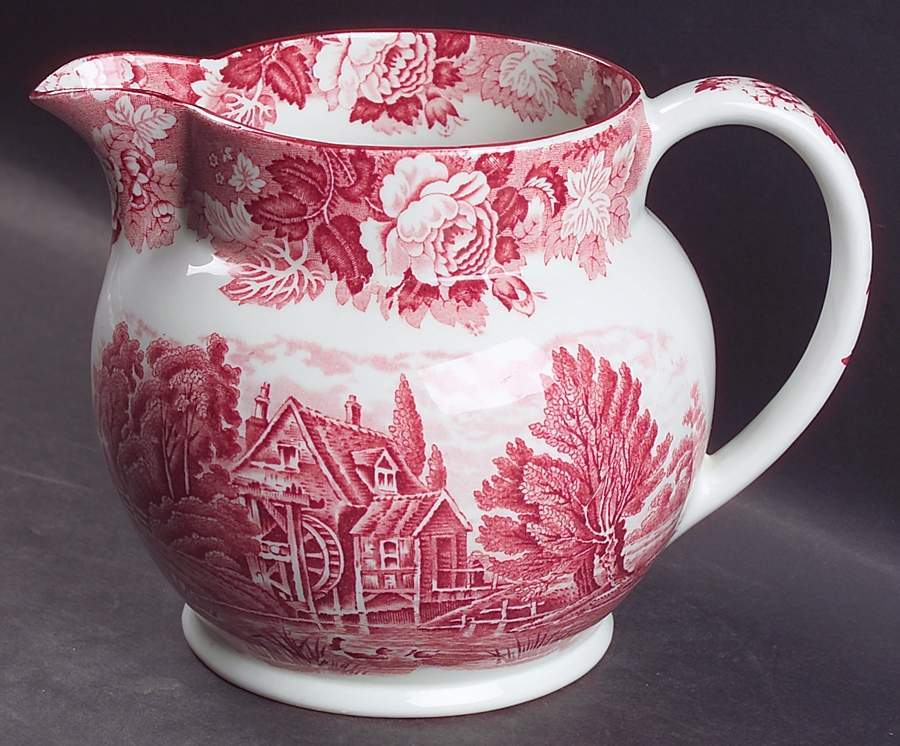 English Scenery Pink (Older, Smooth) 48 Oz Pitcher by Wood & Sons-1