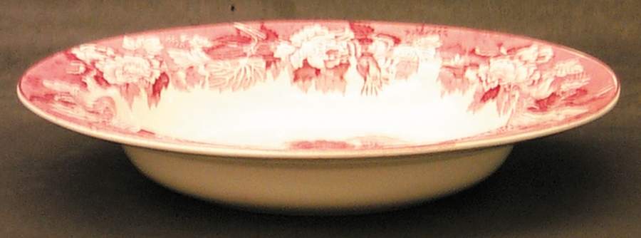 English Scenery Pink (Older, Smooth) Muffin Dish No Lid by Wood & Sons-1