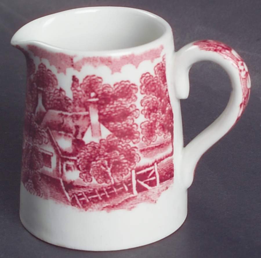 English Scenery Pink (Older, Smooth) Individual Creamer by Wood & Sons-1