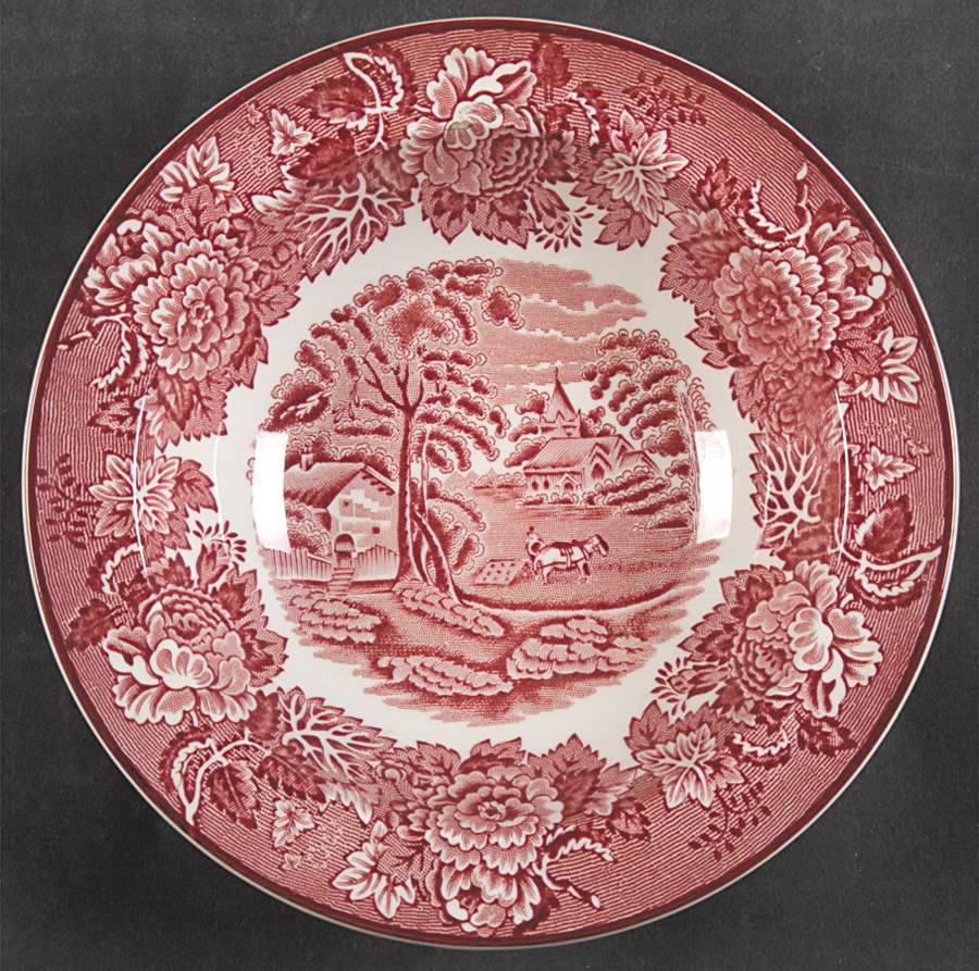 English Scenery Pink (Older, Smooth) Rim Cereal Bowl by Wood & Sons-1