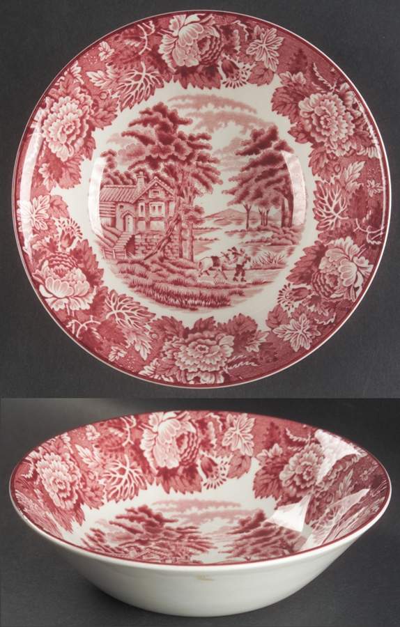 English Scenery Pink (Older, Smooth) Coupe Cereal Bowl by Wood & Sons-1