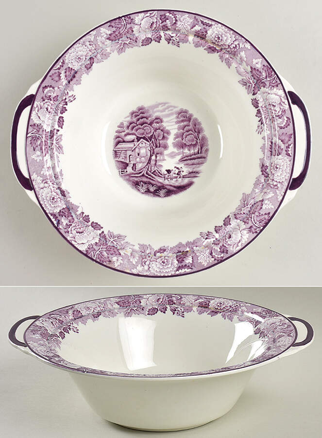English Scenery Purple Round Vegetable No Lid by Wood & Sons-1
