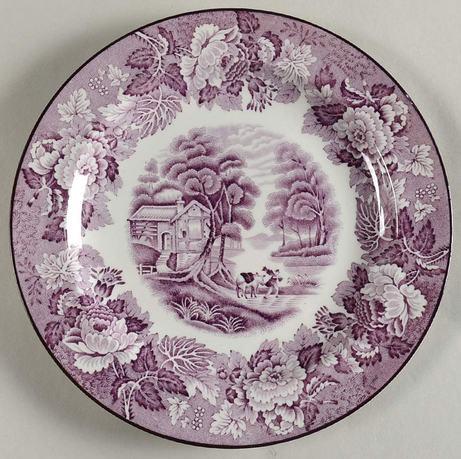 English Scenery Purple Salad Plate by Wood & Sons-1