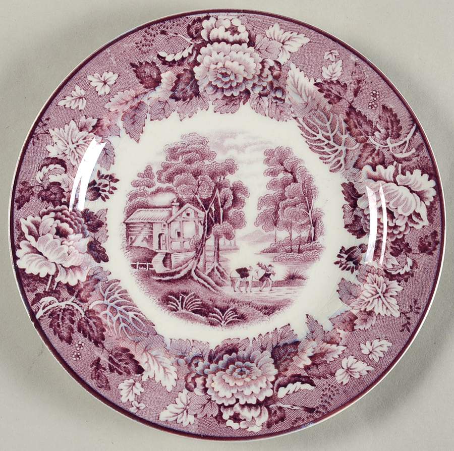 English Scenery Purple Bread & Butter Plate by Wood & Sons-1