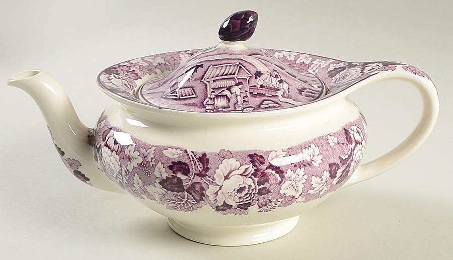 English Scenery Purple Teapot & Lid by Wood & Sons-1