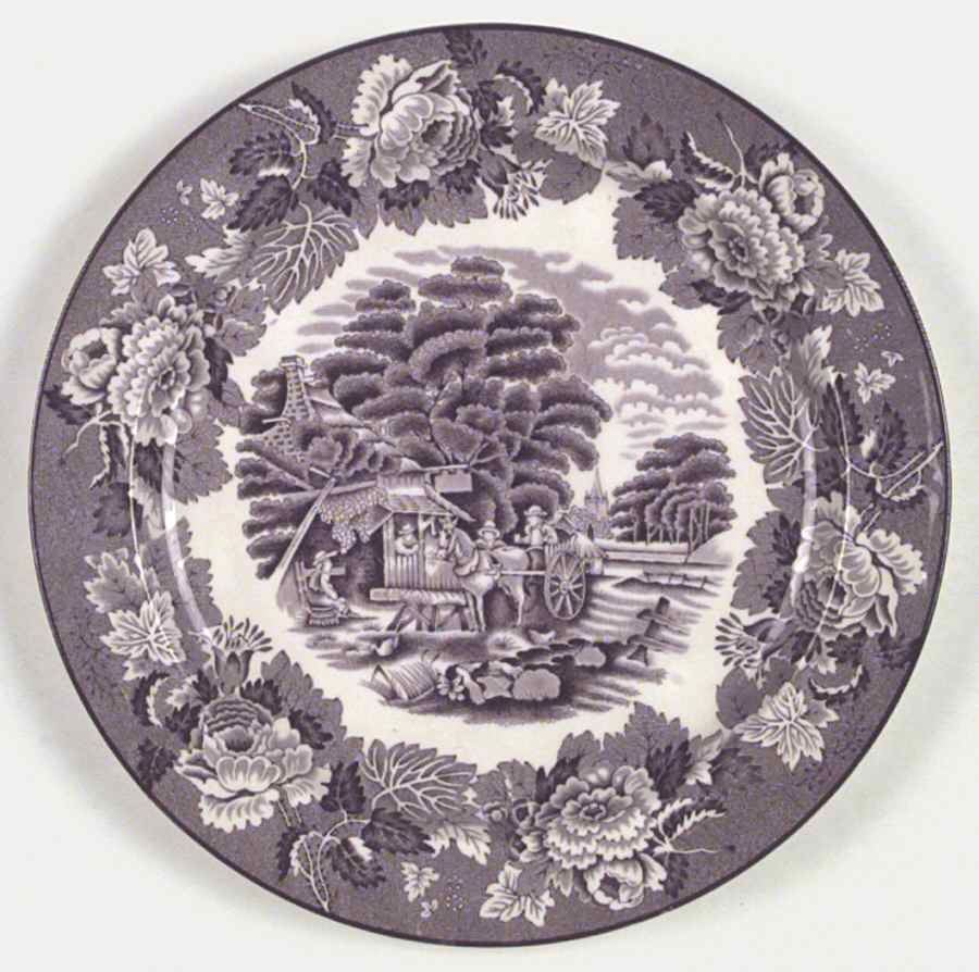 English Scenery Purple Dinner Plate by Wood & Sons-1