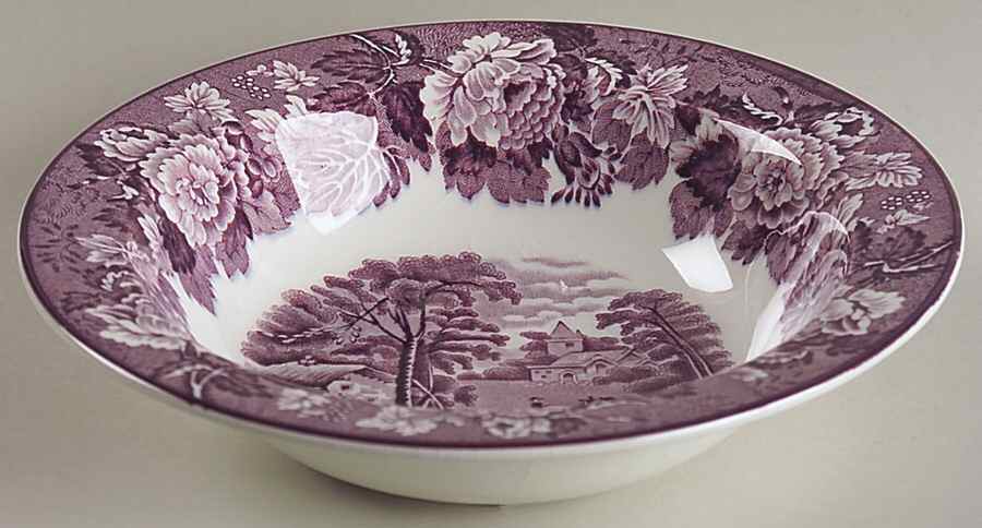 English Scenery Purple Rim Cereal Bowl by Wood & Sons-1