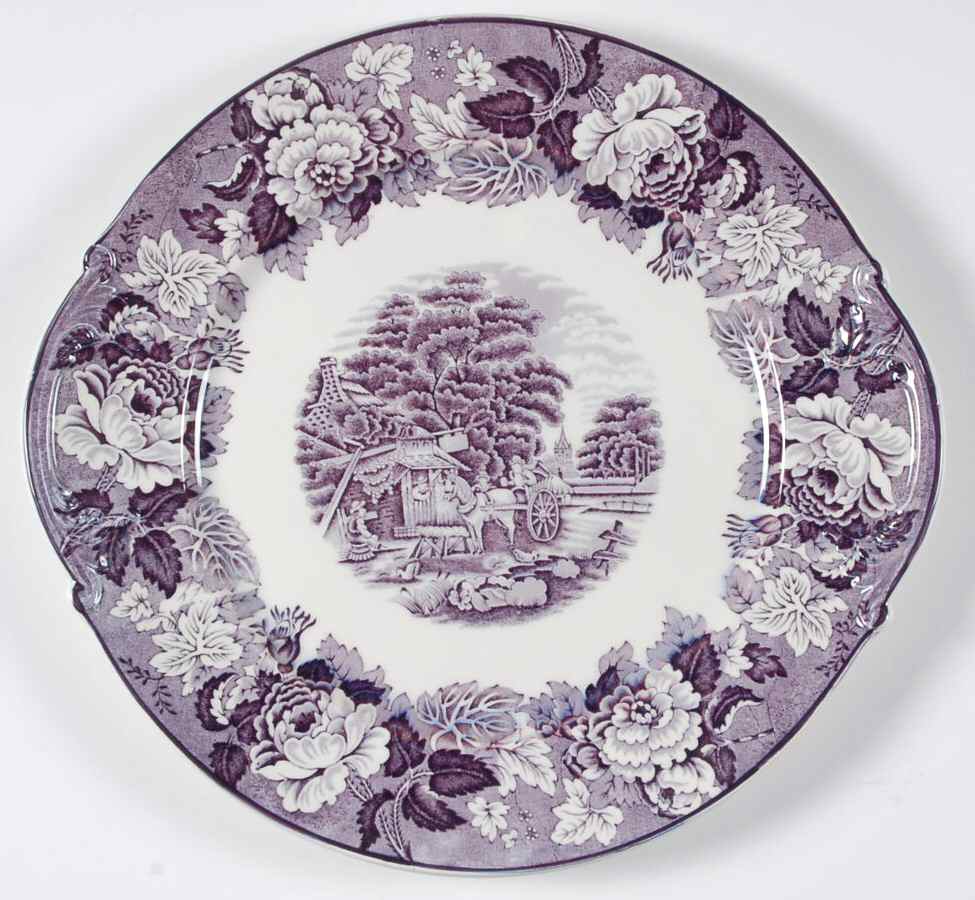 English Scenery Purple Underplate for Tureen by Wood & Sons-1