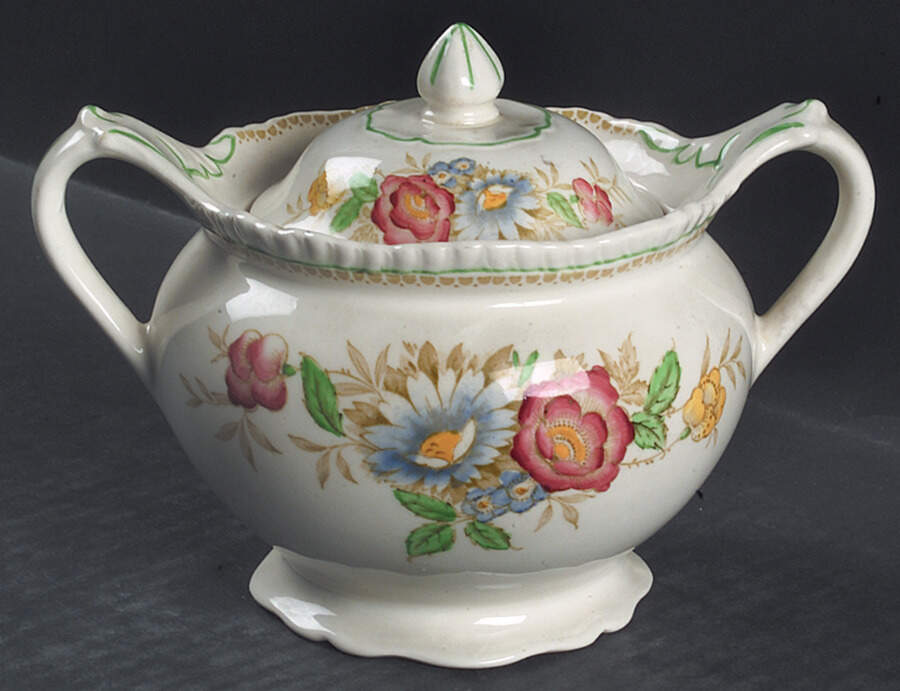Field Rose Sugar Bowl & Lid by Wood & Sons-1