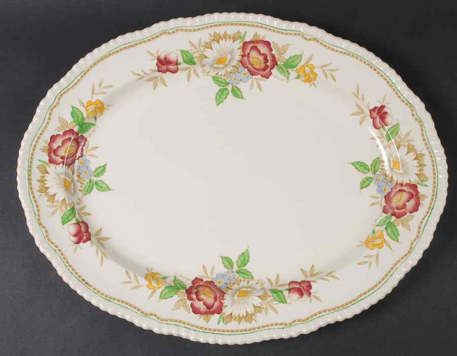 Field Rose 16" Oval Serving Platter by Wood & Sons-1