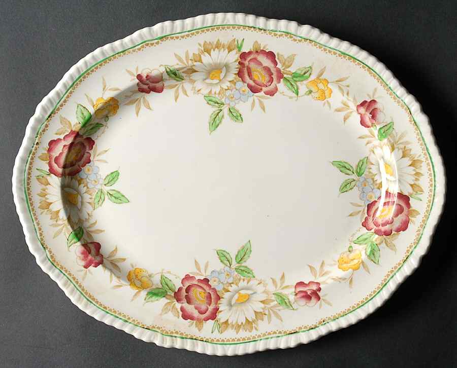 Field Rose 12" Oval Serving Platter by Wood & Sons-1