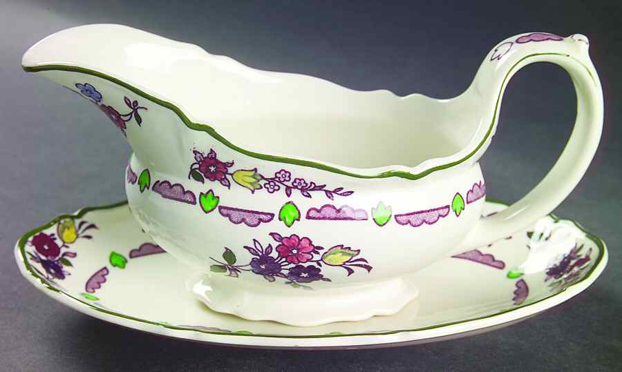 Flora Gravy Boat & Underplate/Relish by Wood & Sons-1