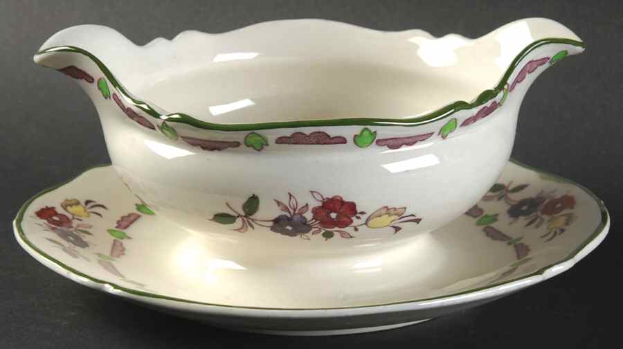 Flora Gravy Boat with Attached Underplate by Wood & Sons-1