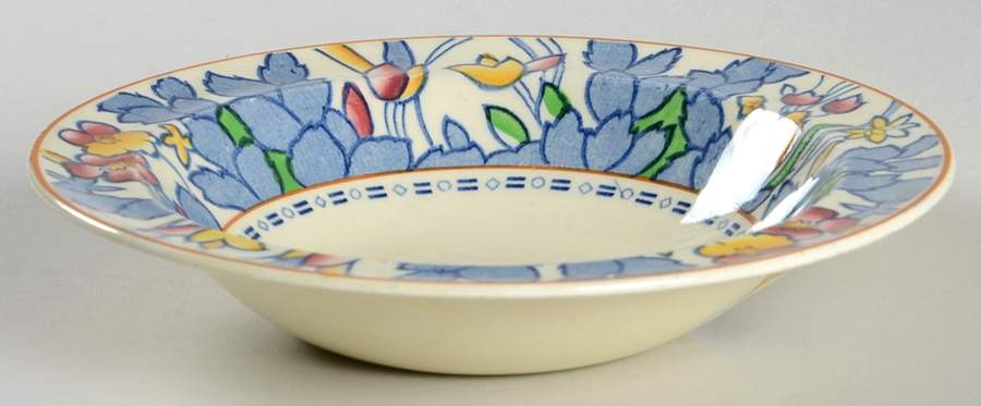 Forest Flowers Blue Multicolor Rim Cereal Bowl by Wood & Sons-1