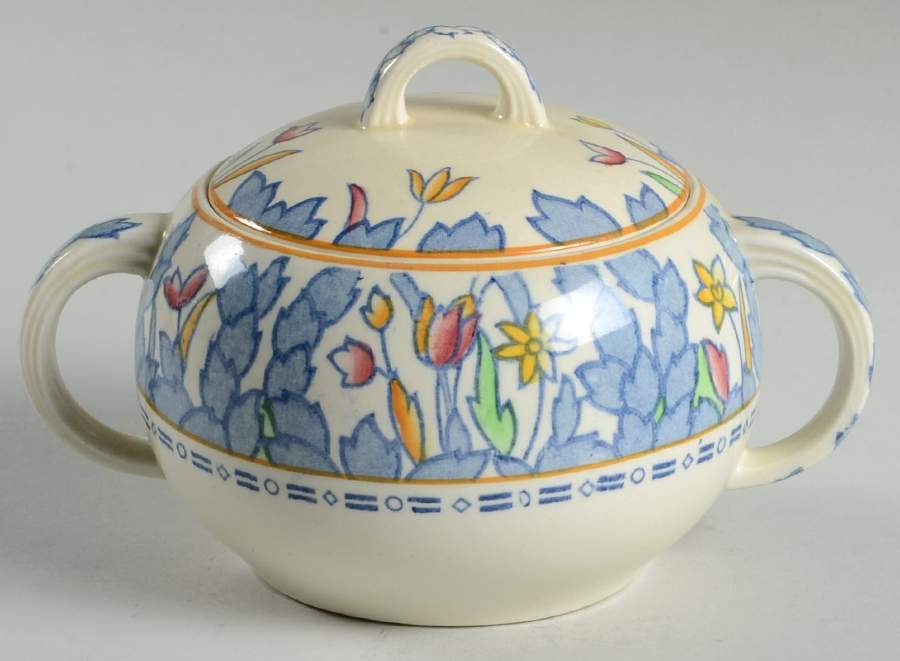 Forest Flowers Blue Multicolor Sugar Bowl & Lid by Wood & Sons-1