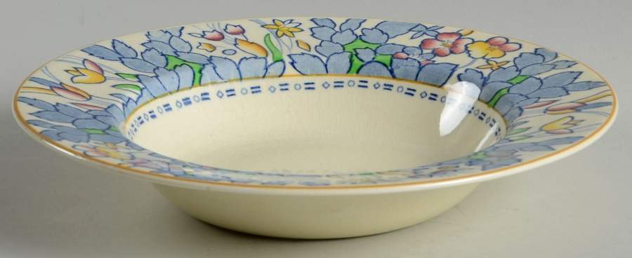 Forest Flowers Blue Multicolor Rim Soup Bowl by Wood & Sons-1