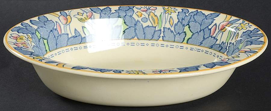 Forest Flowers Blue Multicolor 8" Oval Vegetable Bowl by Wood & Sons-1