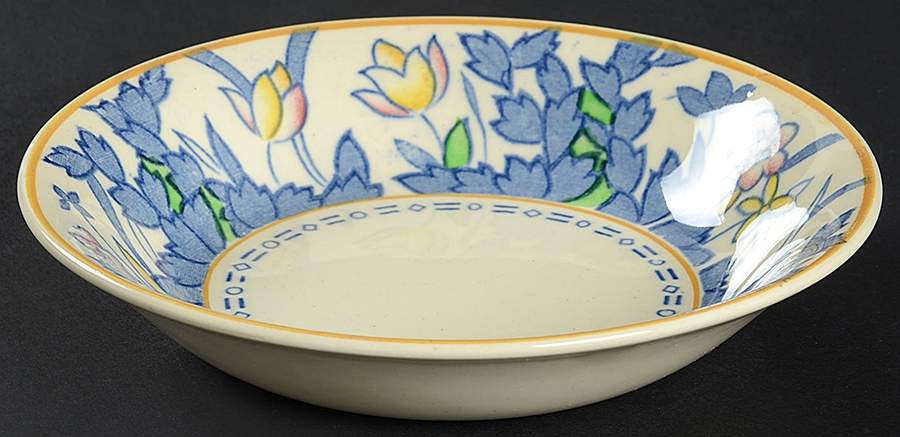 Forest Flowers Blue Multicolor Fruit/Dessert (Sauce) Bowl by Wood & Sons-1