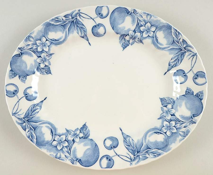 Fruit Blue 11" Oval Serving Platter by Wood & Sons-1