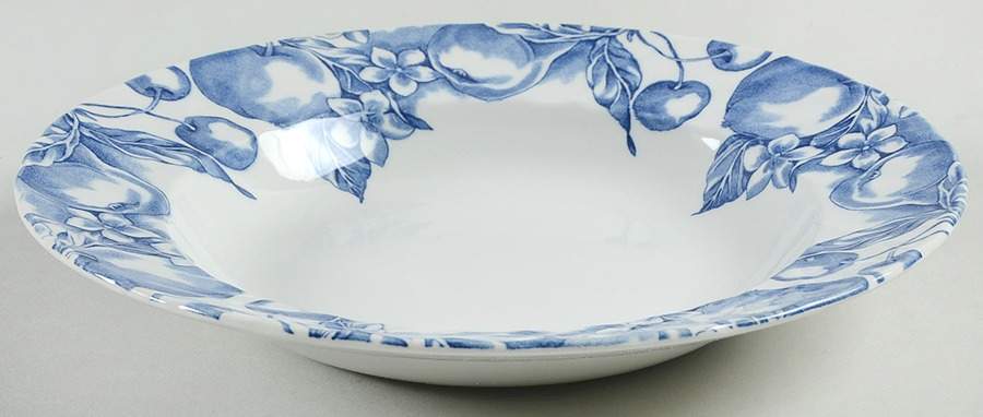 Fruit Blue Large Rim Soup Bowl by Wood & Sons-1