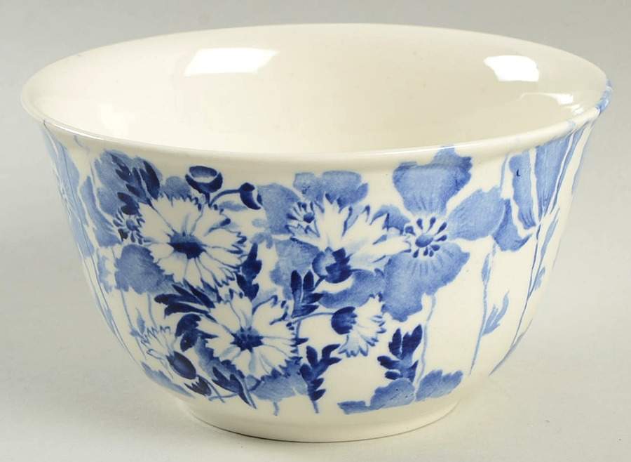 Gay Day Blue (Scalloped) Cranberry Bowl by Wood & Sons-1