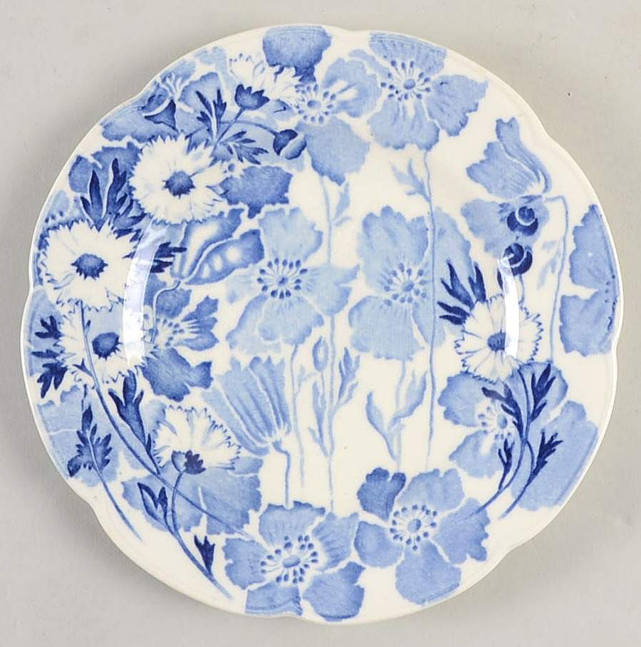 Gay Day Blue (Scalloped) Dessert/Pie Plate by Wood & Sons-1
