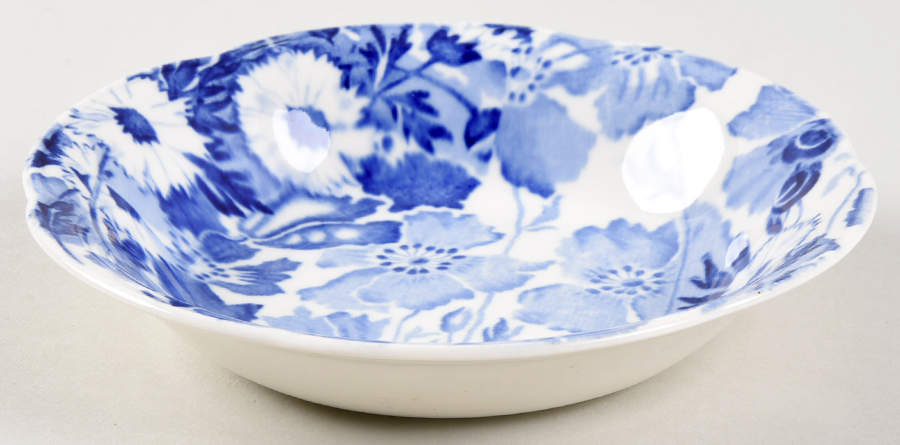 Gay Day Blue (Scalloped) Rim Fruit/Dessert (Sauce) Bowl by Wood & Sons-1