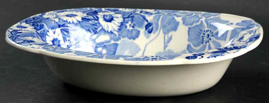Gay Day Blue (Scalloped) 8" Oval Vegetable Bowl by Wood & Sons-1