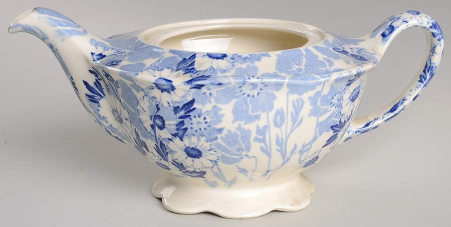 Gay Day Blue (Scalloped) Teapot No Lid by Wood & Sons-1