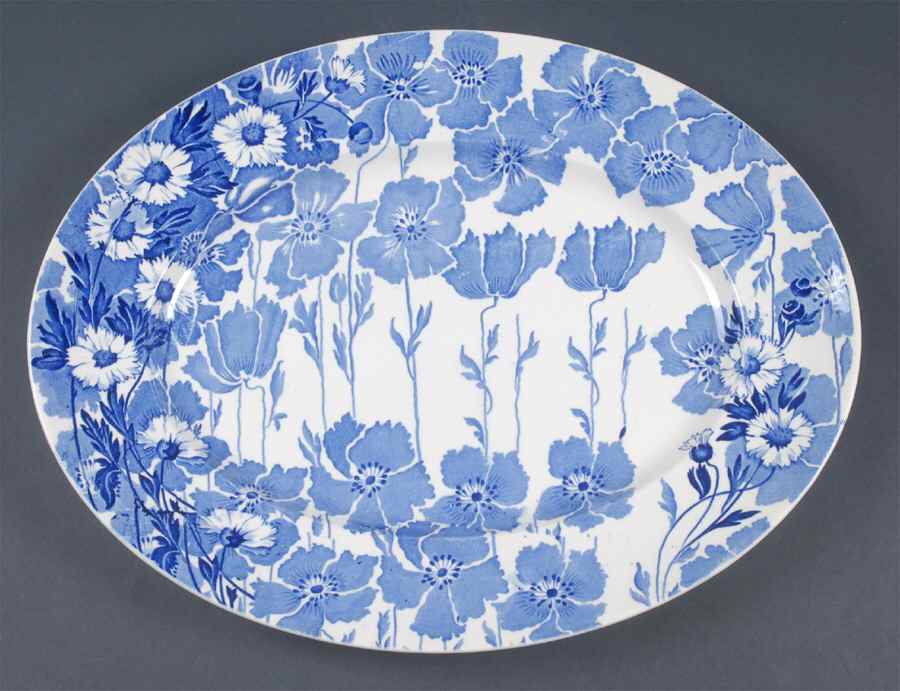 Gay Day Blue (Smooth) 16" Oval Serving Platter by Wood & Sons-1