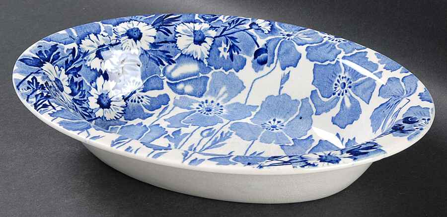 Gay Day Blue (Smooth) 10" Oval Vegetable Bowl by Wood & Sons-1