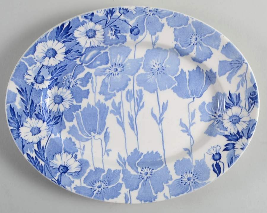 Gay Day Blue (Smooth) 12" Oval Serving Platter by Wood & Sons-1