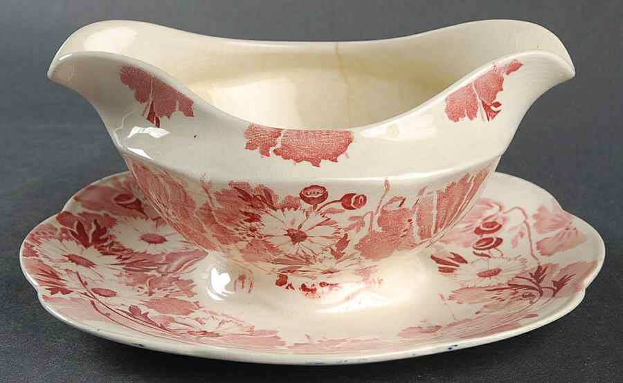 Gay Day Pink Gravy Boat with Attached Underplate by Wood & Sons-1