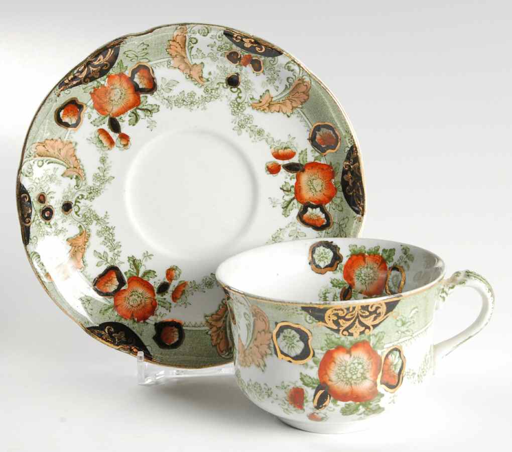 Glenwood Green, Multicolor Flat Cup & Saucer Set by Wood & Sons-1