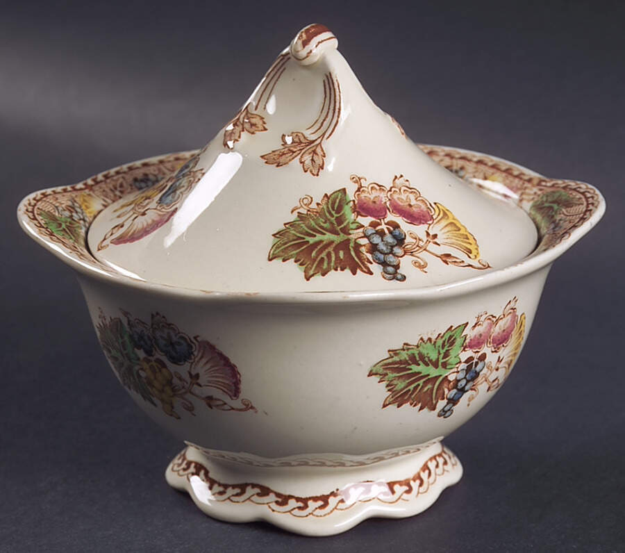 Hyde (Scalloped Edge) Sugar Bowl & Lid by Wood & Sons-1